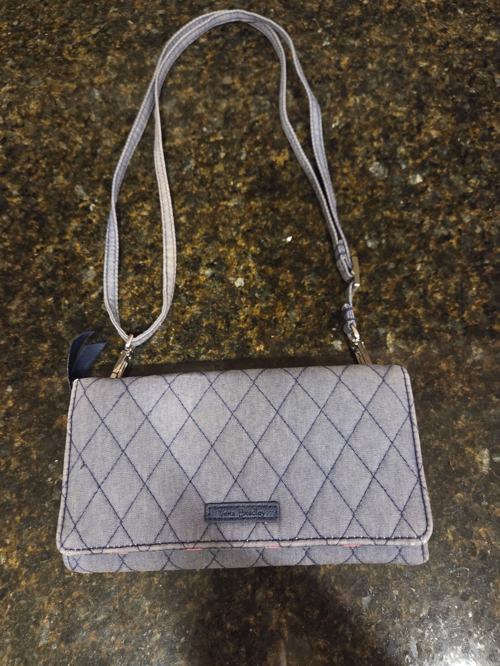 Vera Bradley Quilted Crossbody Wallet - Light Blue